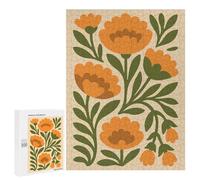 Adult Jigsaw Puzzles500 PCS Floral Pattern with Orange Flowers Adult Puzzles Toy Wall Decor Difficult Challenge Unique Birthday And Xmas Gifts 500 PCS