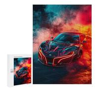Adult Jigsaw Puzzles500 PCS Future Racing Car Neon Lights Adult Jigsaw Puzzles For Family Fun Fun Activities at Home Gifts for Friends And Family 500 PCS