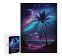 Adult Jigsaw Puzzles500 PCS Galactic Beach Palm Trees Adult Jigsaw Puzzles For Family Fun Fun Activities at Home Gifts for Friends And Family 500 PCS