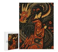 Adult Jigsaw Puzzles500 PCS Geisha And Dragon Art Illustration Adult Puzzles Toy Wall Decor Difficult Challenge Unique Birthday And Xmas Gifts 500 PCS