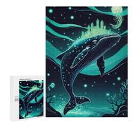 Adult Jigsaw Puzzles500 PCS Glowing Whale Cityscape Crown Adult Puzzles Toy Wall Decor Difficult Challenge Unique Birthday And Xmas Gifts 500 PCS