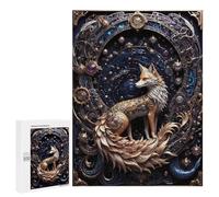 Adult Jigsaw Puzzles500 PCS Golden Red Steampunk Fox Adult Jigsaw Puzzles For Family Fun Fun Activities at Home Gifts for Friends And Family 500 PCS