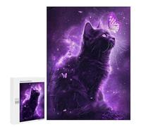 Adult Jigsaw Puzzles500 PCS Magic Cat with Butterfly Adult Puzzles Toy Wall Decor Difficult Challenge Unique Birthday And Xmas Gifts 500 PCS