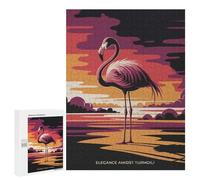 Adult Jigsaw Puzzles500 PCS Pink Flamingo Sunset Adult Puzzles Toy Wall Decor Difficult Challenge Unique Birthday And Xmas Gifts 500 PCS
