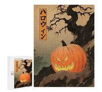 Adult Jigsaw Puzzles500 PCS Spooky Pumpkin Ukiyoe Adult Puzzles Toy Wall Decor Difficult Challenge Unique Birthday And Xmas Gifts 500 PCS