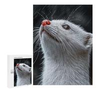 Adult Jigsaw Puzzles500 PCS White Ferret Looking Up in Rain Adult Jigsaw Puzzles For Family Fun Fun Activities at Home Gifts for Friends And Family 500 PCS