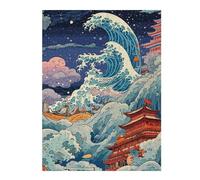 Adult Jigsaw Puzzles52x38cm/1000pcs Great Wave, Japanese Style Jigsaws for Adults Relaxing Games Hand Speed Race Fun Activities at Home 52x38cm/1000pcs