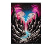 Adult Jigsaw Puzzles52x38cm/1000pcs Neon Valley with Luminous Stream Jigsaws for Adults Relaxing Games Hand Speed Race Fun Activities at Home 52x38cm/1000pcs