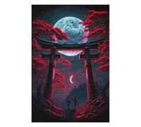Adult Jigsaw Puzzles75x50cm/1000pcs Torii Gate Under Full Moon Jigsaws for Adults Relaxing Games Hand Speed Race Fun Activities at Home 75x50cm/1000pcs
