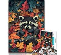Adult Jigsaw Raccoons in Autumn Jigsaw Puzzles for Adults 1000,Family Game Stress Reliever Difficult Challenge Secret Santa Gifts 50x75cm