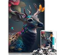 Adult Jigsaw Rainbow Deer Flowers Jigsaw Puzzles for Adults 1000 Pieces,Vibrant And Unique Design Relaxing & Challenging Puzzle Experience (50x75cm)