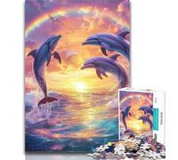 Adult Jigsaw Rainbow Dolphin 1000 Pieces Jigsaw Puzzles for Adults And Teens,Toy Intellectual Game Artists Collection, Fine Art 26x38cm