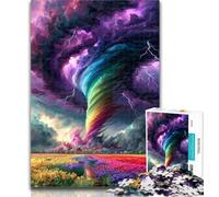 Adult Jigsaw Rainbow Tornado Adult Jigsaws 1000 Pieces Difficult,Toys Educational Games Stress Relieving Wishlist with Santa Claus 26x38cm