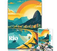 Adult Jigsaw Rio Sunrise Coast Jigsaw Puzzle 1000 Pieces for Teenagers,Challenging Game And Family Play Parent-child Interaction 75x50cm