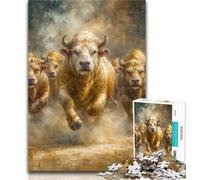 Adult Jigsaw Running Bison 1000 Piece Jigsaw Puzzle for Adults And Teenagers,with Matching Poster And Trivia Sheet for Age 14 50x75cm