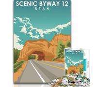 Adult Jigsaw Scenic Byway Utah Art Jigsaw Puzzle 1000 Pieces for Teenagers,Challenging Game And Family Play Parent-child Interaction 75x50cm