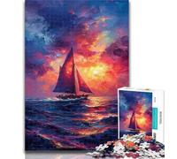 Adult Jigsaw Sea Sailing Boat 1000 Pieces Jigsaw Puzzles for Adults And Teens,Train Your Brain And Hands Gifts for Friends And Family 26x38cm