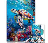 Adult Jigsaw Sea Turtle Symphony Jigsaw Puzzles for Adults 1000 Pieces,Vibrant And Unique Design Relaxing & Challenging Puzzle Experience (38x26cm)