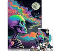 Adult Jigsaw Skull Rainbow Smoke 1000 Piece Jigsaw Puzzles for Adults Gifts,Educational Games Home Decoration Artists Collection, Fine Art 26x38cm