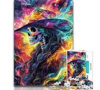 Adult Jigsaw Smoky Skull 1000 Piece Jigsaw Puzzle for Adults Teens,Toys Educational Games Stress Relieving Parent-child Interaction 50x75cm