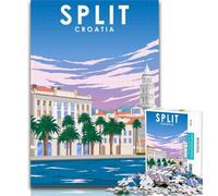 Adult Jigsaw Split Croatia City Poster Jigsaw Puzzle 1000 Pieces for Teenagers,Stress Reliever Difficult Challenge Unique Home Decor And Gifts 75x50cm
