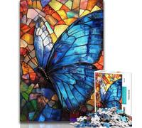 Adult Jigsaw Stained Glass Butterfly 1000 Pieces Jigsaw Puzzle For Adults Teens,Staycation Kill Time Enhance Love between Couples (50x75cm)