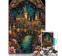 Adult Jigsaw Stained Glass Castle Jigsaw Puzzles for Adults 1000,Family Game Stress Reliever Difficult Challenge Secret Santa Gifts 50x75cm