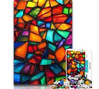 Adult Jigsaw Stained Glass Stones 1000 Piece Jigsaw Puzzle for Adults Teens,Toys Educational Games Stress Relieving Great Gifts And Toys 26x38cm