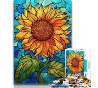 Adult Jigsaw Stained Glass Sunflowers 1000 Pieces Jigsaw Puzzles for Adults And Teens,Classic Educational Games Beautiful Decoration 26x38cm
