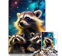 Adult Jigsaw Starry Raccoon Adult Jigsaws 1000 Pieces Difficult,Toys Educational Games Stress Relieving Wishlist with Santa Claus 50x75cm