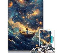 Adult Jigsaw Starry Sky Boat 1000 Piece Jigsaw Puzzles for Teenagers Gifts,Toys Educational Games Stress Relieving Enhance Love between Couples 26x38cm