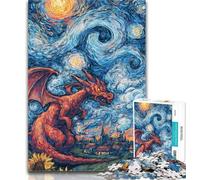 Adult Jigsaw Starry Sky Dragon 1000 Piece Jigsaw Puzzle for Adults Teens,Toys Educational Games Stress Relieving Parent-child Interaction 50x75cm