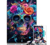 Adult Jigsaw Sugar Skull Jigsaw Puzzles 1000 Pieces for Adults Teens,Toys Educational Games Stress Relieving Artists Collection, Fine Art 50x75cm