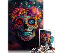 Adult Jigsaw Sugar Skull Jigsaw Puzzles for Adults 1000,Wall Decoration Unique Birthday And Xmas Gifts Suitable for And 14 (26x38cm)