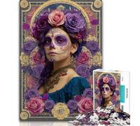 Adult Jigsaw Sugar Skull Woman Jigsaw Puzzles for Adults 1000,Educational Games Home Decoration Deal As Gifts for The Whole Family 38x26cm