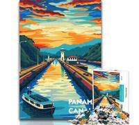 Adult Jigsaw Sunset at Panama Canal 1000 Piece Jigsaw Puzzles for Teenagers Gifts,Educational Game Challenge Toy for Women And Men 26x38cm