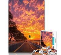 Adult Jigsaw Sunset Road Jigsaw Puzzle 1000 Pieces for Teenagers,Challenging Game And Family Play Parent-child Interaction 26x38cm