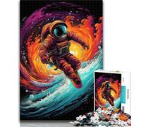 Adult Jigsaw Surfing Astronauts Jigsaw Puzzles 1000 Pieces for Adults Teens,Toys Educational Games Stress Relieving Artists Collection, Fine Art 50x75cm