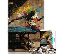 Adult Jigsaw Table Tennis Painting Jigsaws 1000 Pieces for Teenagers,Stress Reliever Difficult Challenge Enhance Love between Couples 50x75cm