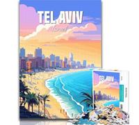 Adult Jigsaw Tel Aviv Jigsaw Puzzle 1000 Pieces for Teenagers,Challenging Game And Family Play Parent-child Interaction 26x38cm