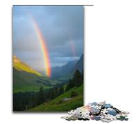 Adult Jigsaw The Rainbow Spans The Entire Valley after The Rain 1000 Piece Puzzle Wooden Puzzle for Adults & Kids Age 12 Up Educational Toy 1000 PCS(75x50cm)