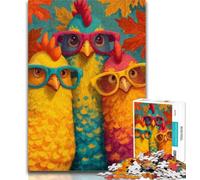 Adult Jigsaw Three Chickens 1000 Pieces Jigsaw Puzzles for Adults And Teens,Train Your Brain And Hands Gifts for Friends And Family 50x75cm