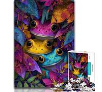 Adult Jigsaw Three Frogs 1000 Piece Jigsaw Puzzle for Adults And Teenagers,with Matching Poster And Trivia Sheet for Age 14 26x38cm