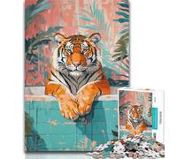 Adult Jigsaw Tiger in The Bathroom 1000 Pieces Jigsaw Puzzle for Adults& Teens,Toys Educational Games Stress Relieving Unique Home Decor And Gifts 50x75cm