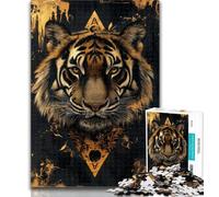 Adult Jigsaw Tiger Poker 1000 Piece Jigsaw Puzzle for Adults And Teenagers,Vibrant And Unique Design Relaxing & Challenging Puzzle Experience 50x75cm