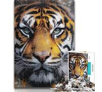 Adult Jigsaw Tiger Portrait 1000 Piece Jigsaw Puzzle for Adults Teens,Toys Educational Games Stress Relieving Parent-child Interaction 50x75cm