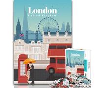Adult Jigsaw Travel to London Jigsaws 1000 Pieces for Adults,with Fully Interlocking Randomly Shaped Pieces for And 14 Years Old 26x38cm