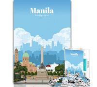Adult Jigsaw Travel to Manila Jigsaw Puzzle 1000 Pieces for Teenagers,Challenging Game And Family Play Parent-child Interaction 75x50cm