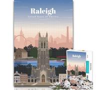 Adult Jigsaw Travel to Raleigh Jigsaws 1000 Pieces for Adults,with Fully Interlocking Randomly Shaped Pieces for And 14 Years Old 26x38cm