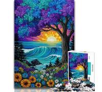 Adult Jigsaw Trees by The Ocean 1000 Piece Jigsaw Puzzles for Teenagers Gifts,Educational Games Home Decoration Artists Collection, Fine Art 50x75cm